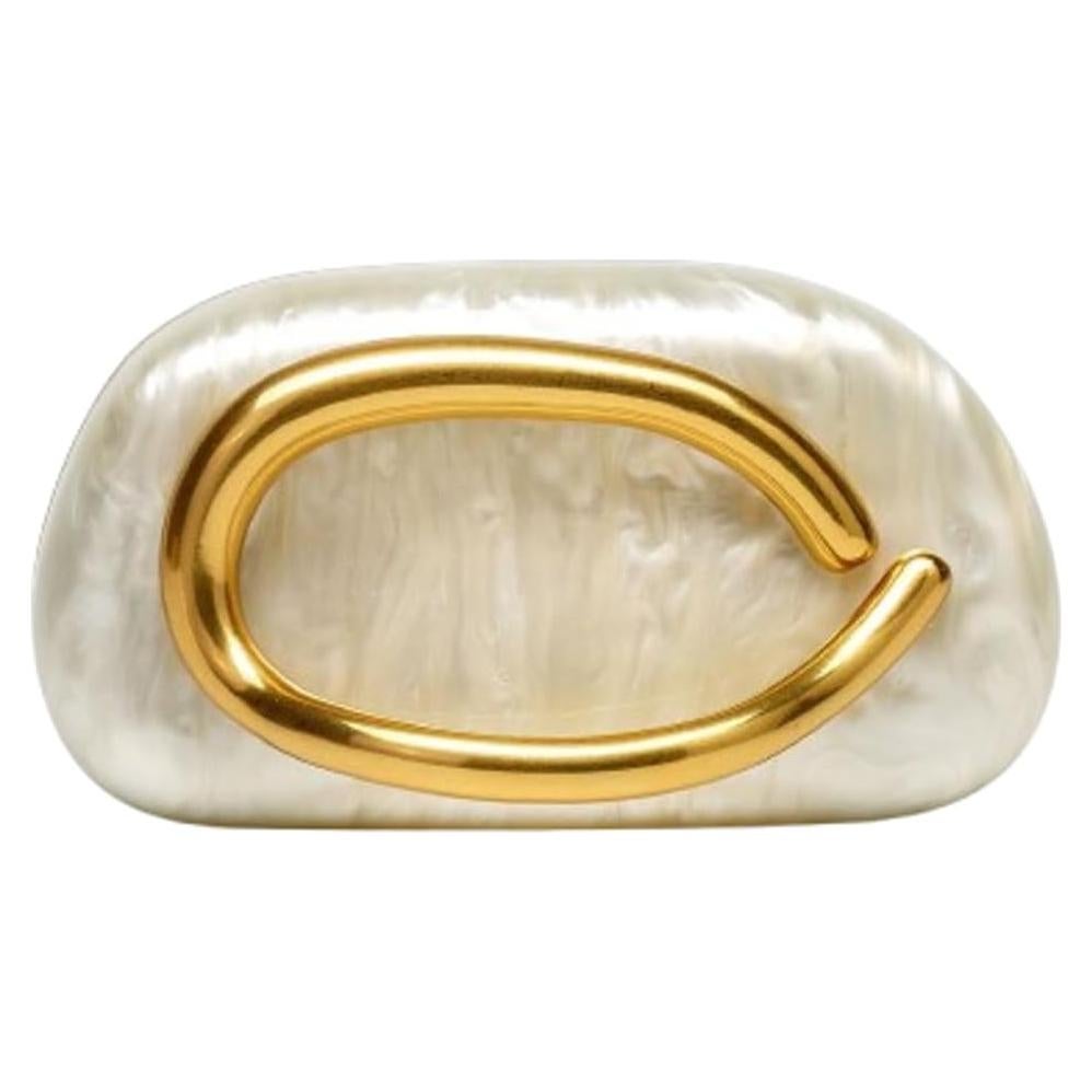 Bolso de Noche de Cuero PU Jusavie Beige Blanco 18.5x6.5x10cm