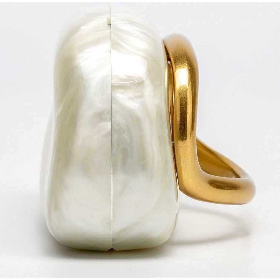 Bolso de Noche de Cuero PU Jusavie Beige Blanco 18.5x6.5x10cm