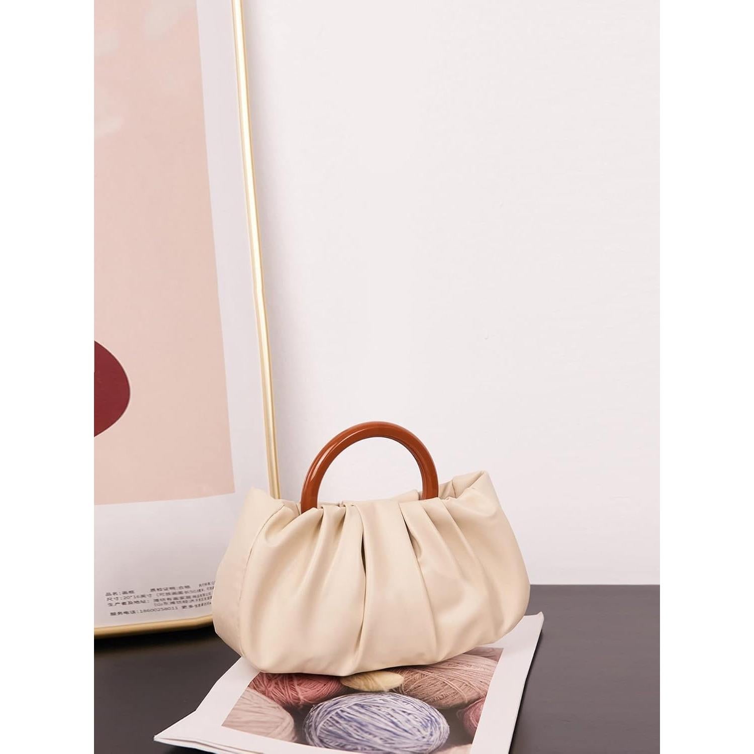 Bolso de mano pequeño plisado para mujer Verdusa - Beige