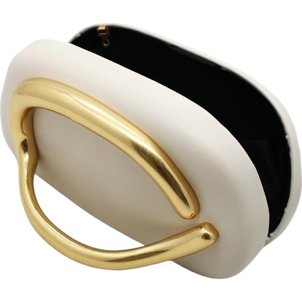 Bolso de Mano de Cuero PU Tasysain Beige Compacto 18.5x7.3x8.5cm