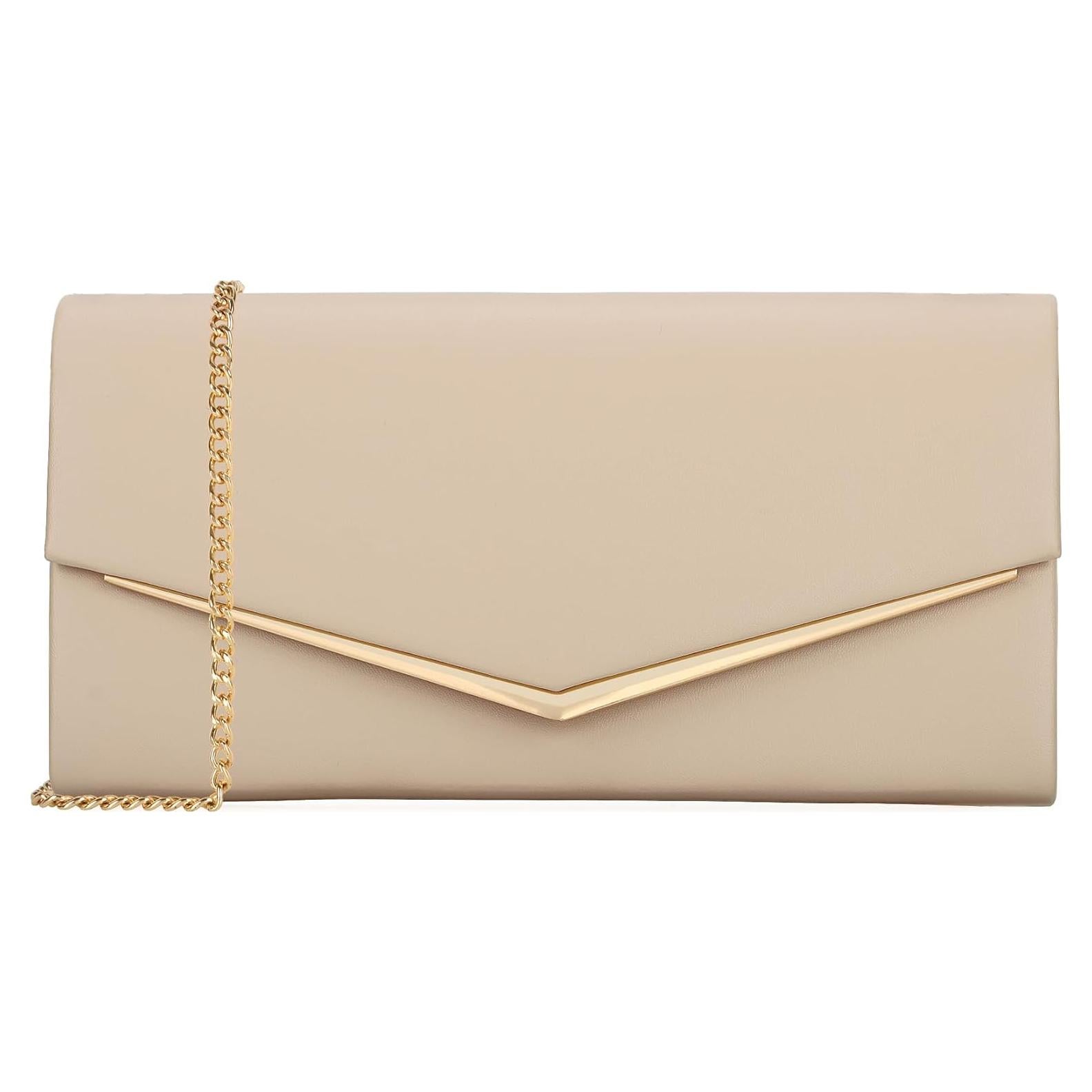 Bolso Clutch de Noche Venoline de Cuero Vegano Nude 22x11x5 cm