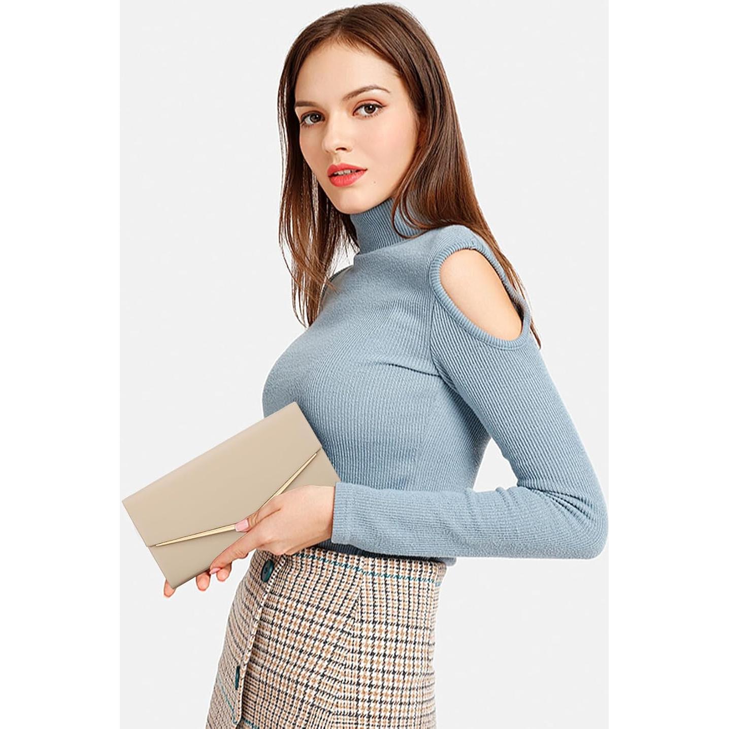 Bolso Clutch de Noche Venoline de Cuero Vegano Nude 22x11x5 cm