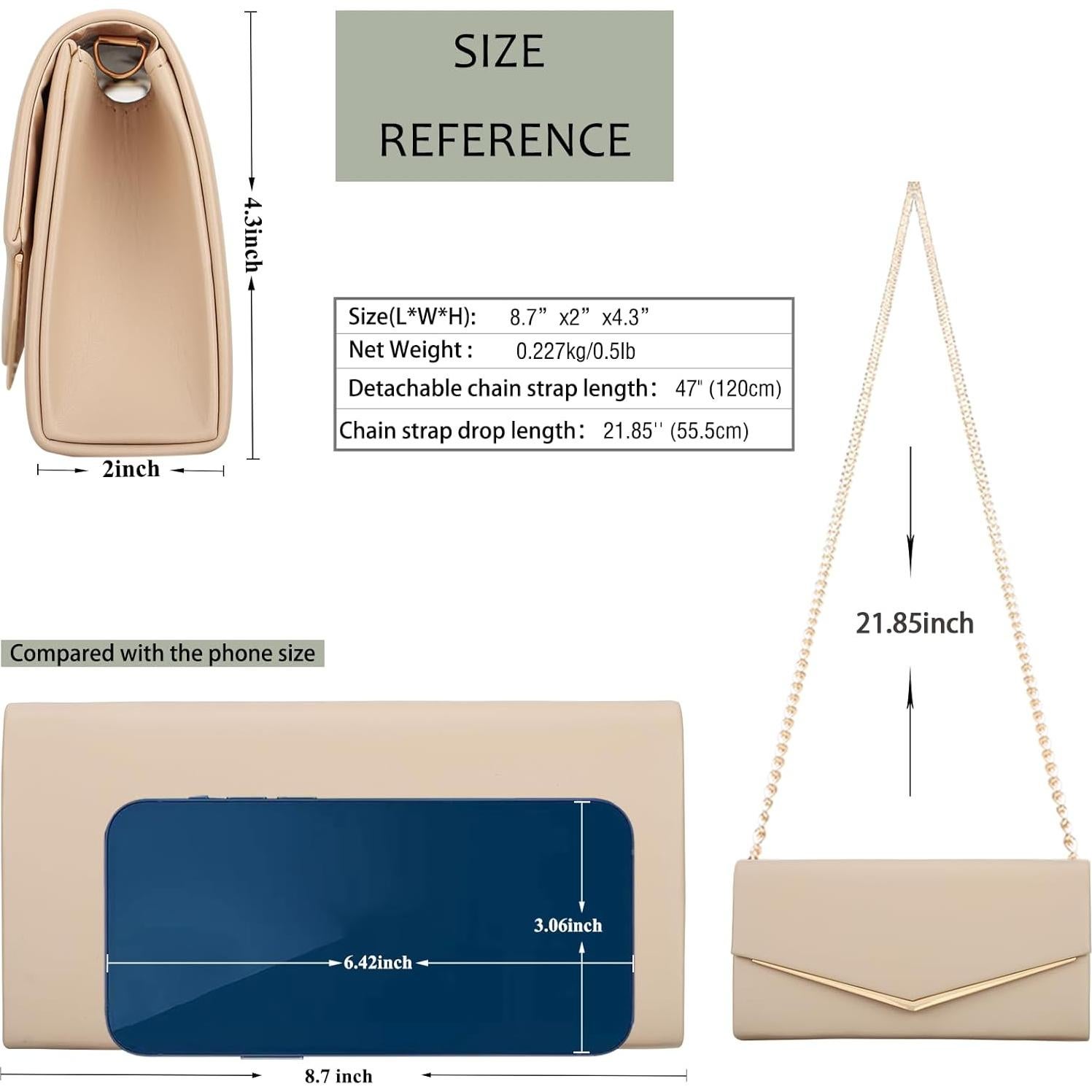 Bolso Clutch de Noche Venoline de Cuero Vegano Nude 22x11x5 cm