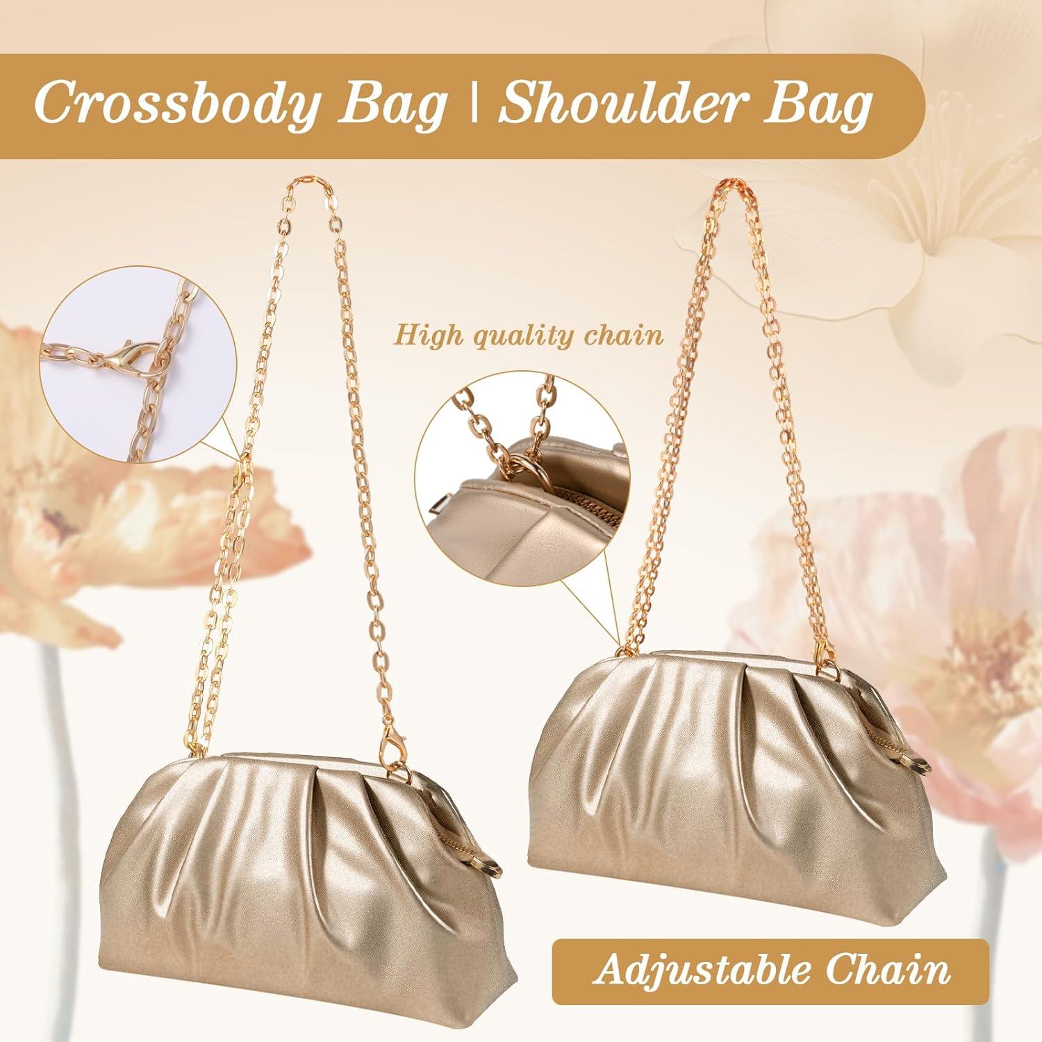 Bolso de mano lovyoCoCo oro champán, clutch elegante 22.8x12.7cm