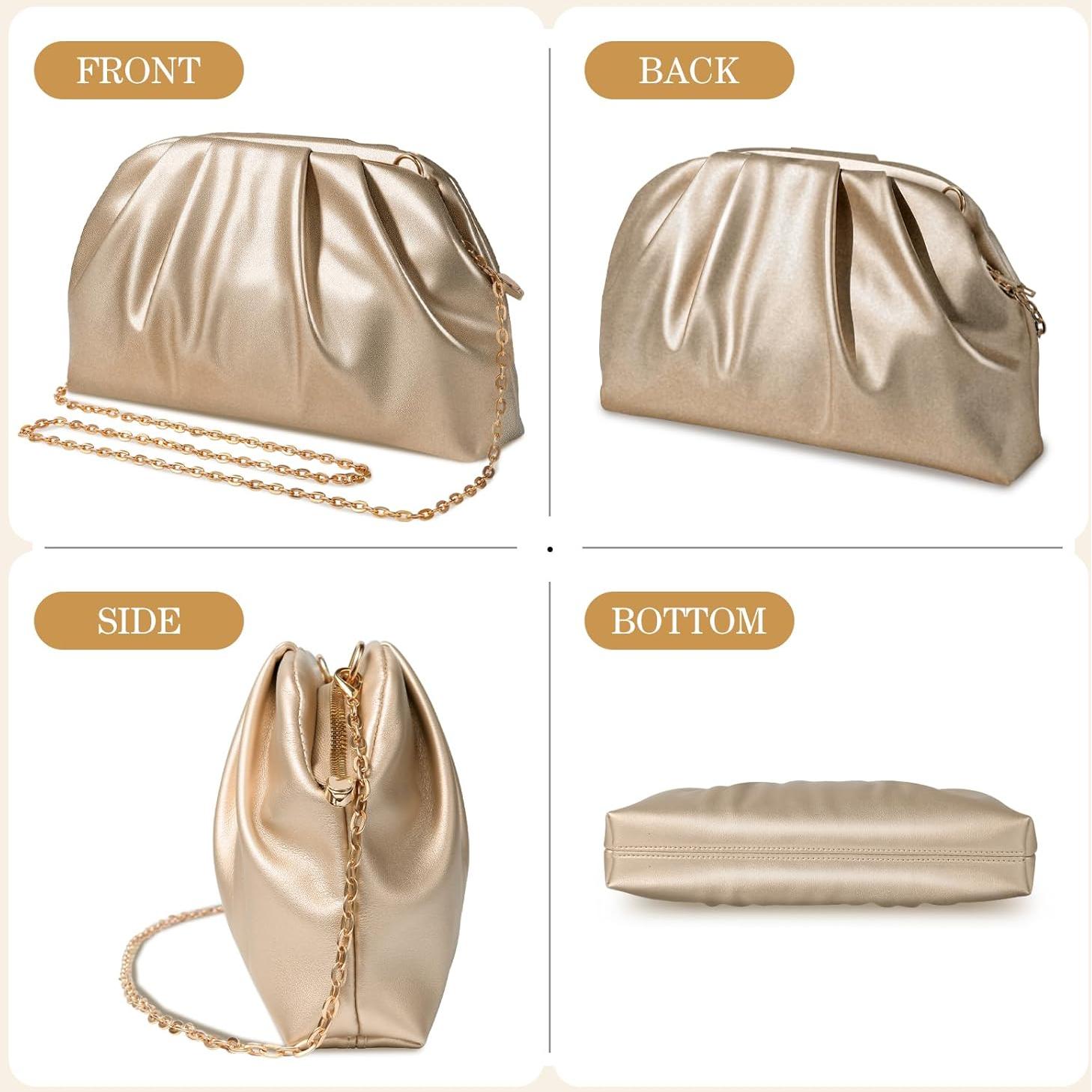 Bolso de mano lovyoCoCo oro champán, clutch elegante 22.8x12.7cm