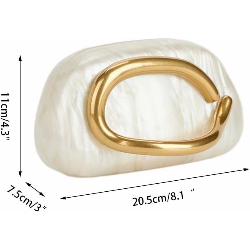 Bolso de Noche Acrílico DEBIMY Beige con Asa de Metal