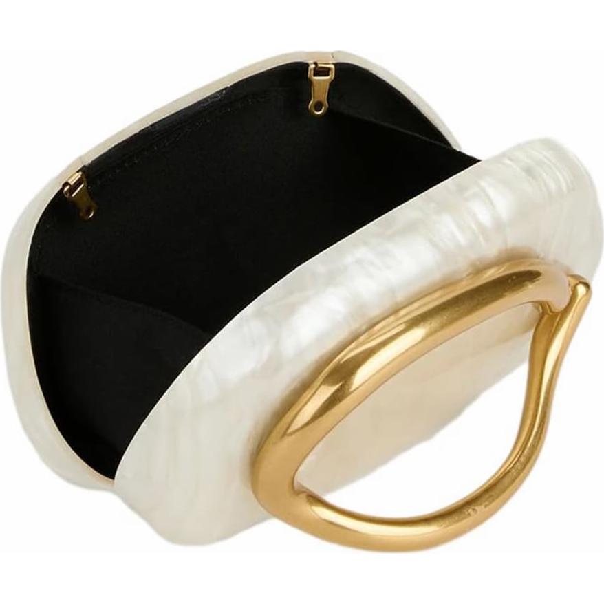 Bolso de Noche Acrílico DEBIMY Beige con Asa de Metal