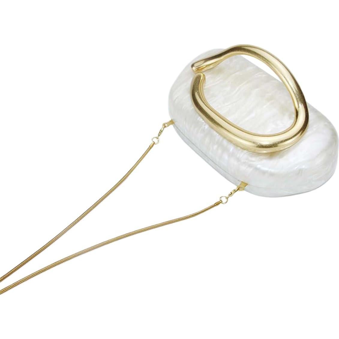 Bolso de Noche Acrílico DEBIMY Beige con Asa de Metal