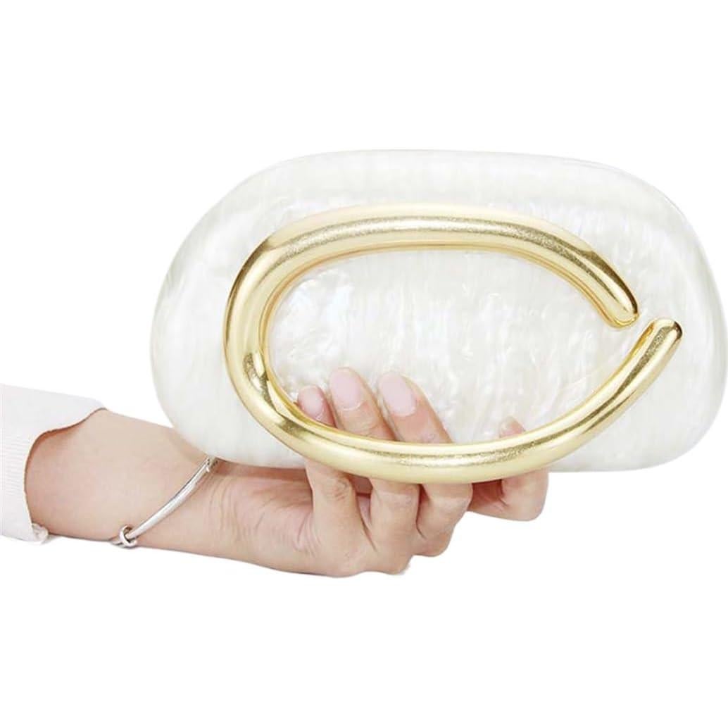 Bolso de Noche Acrílico DEBIMY Beige con Asa de Metal