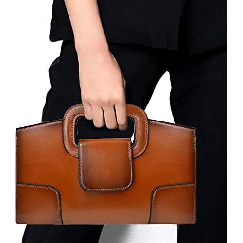 Bolso Tote Vintage de Cuero PU para Mujeres - Marrón 29x6.5x18cm