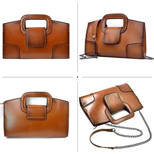 Bolso Tote Vintage de Cuero PU para Mujeres - Marrón 29x6.5x18cm