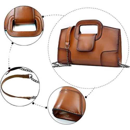 Bolso Tote Vintage de Cuero PU para Mujeres - Marrón 29x6.5x18cm