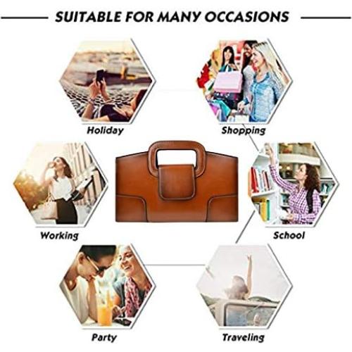 Bolso Tote Vintage de Cuero PU para Mujeres - Marrón 29x6.5x18cm