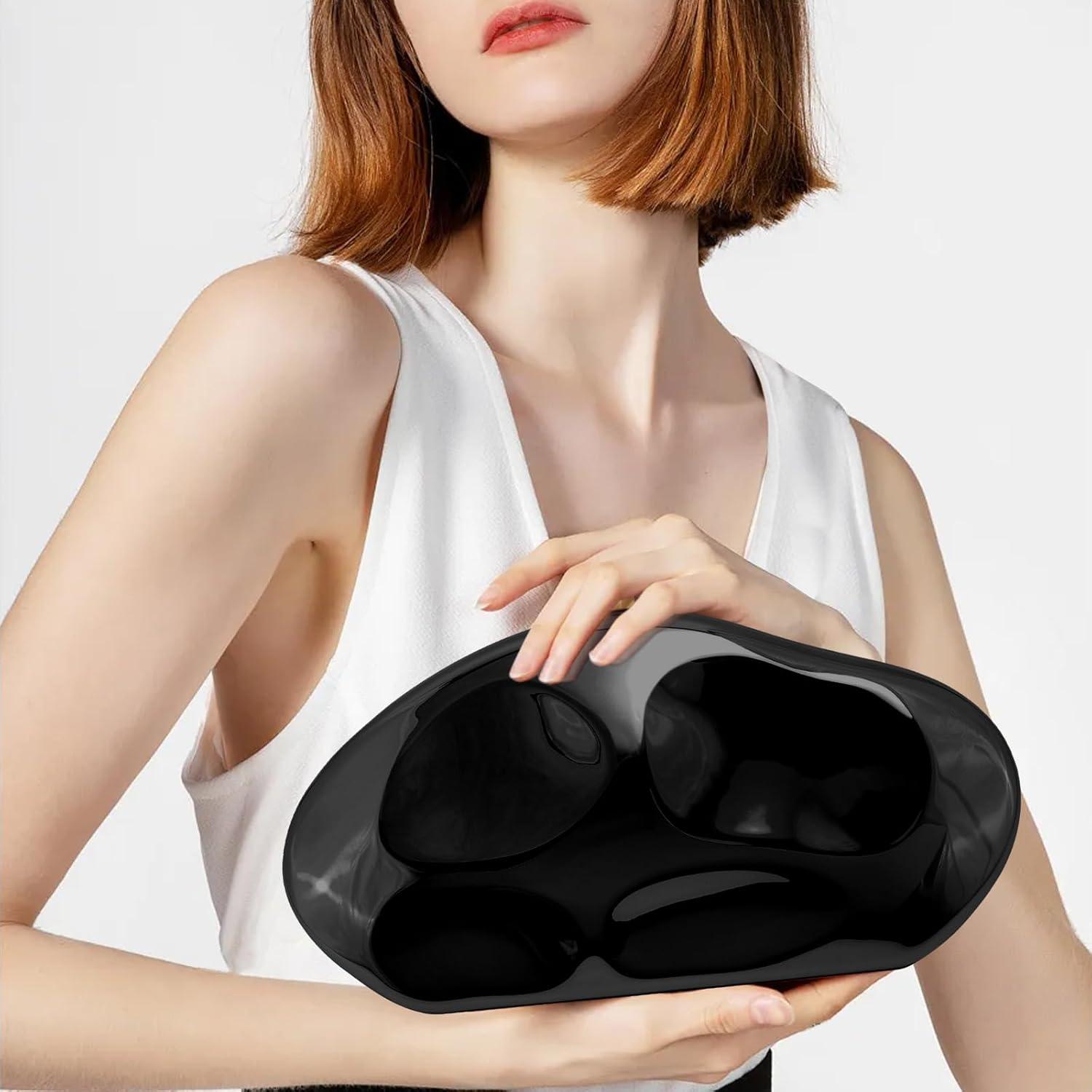 Bolso de mano acrílico dorado para mujeres con cadena removible