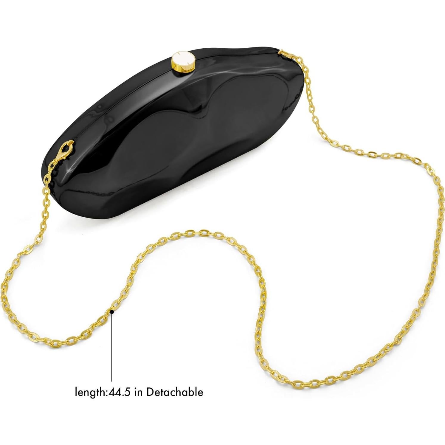 Bolso de mano acrílico dorado para mujeres con cadena removible