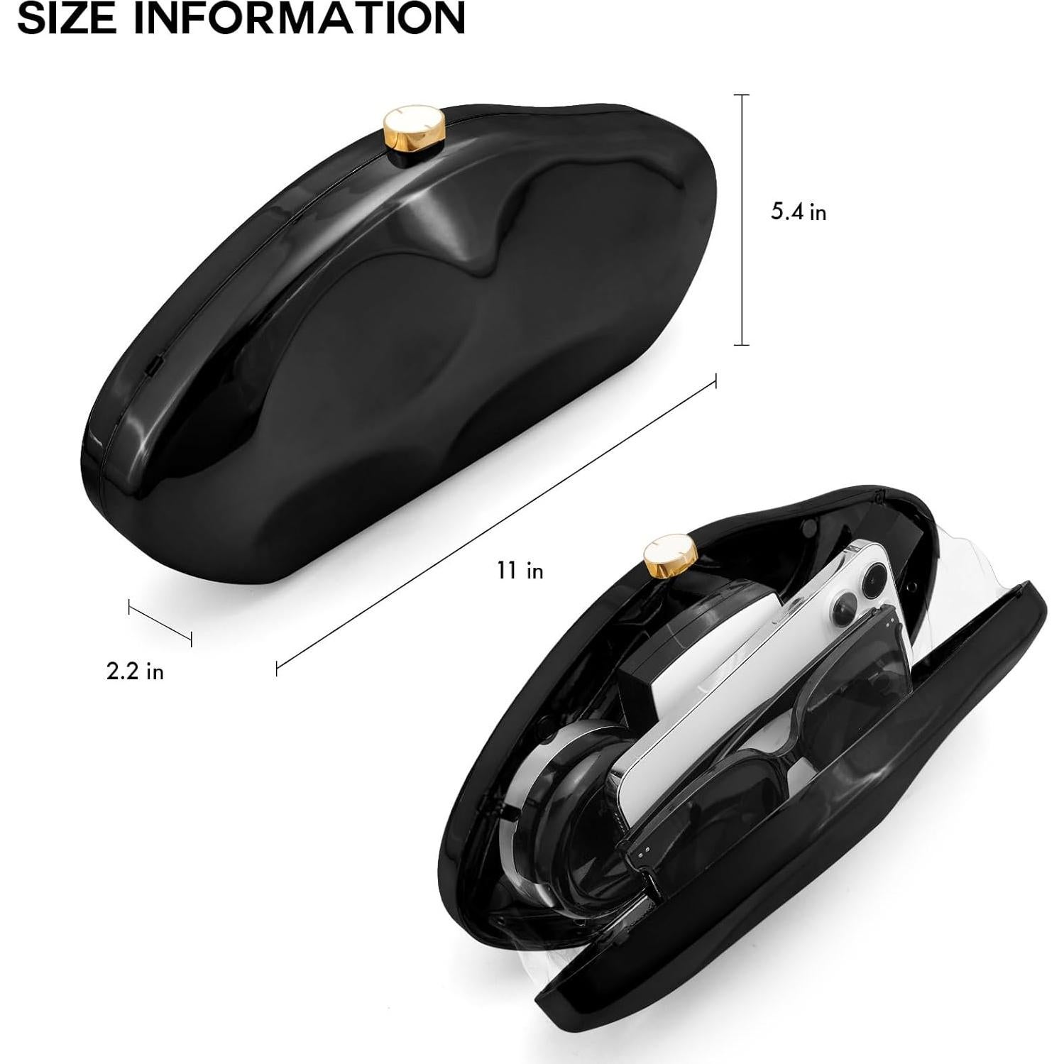 Bolso de mano acrílico dorado para mujeres con cadena removible