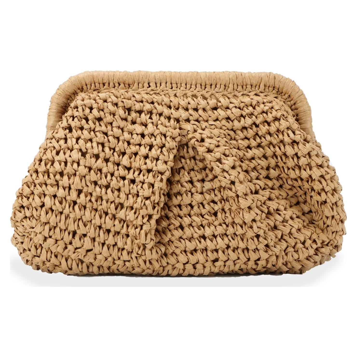 Bolso de paja Emprier para mujeres, tipo dumpling caqui