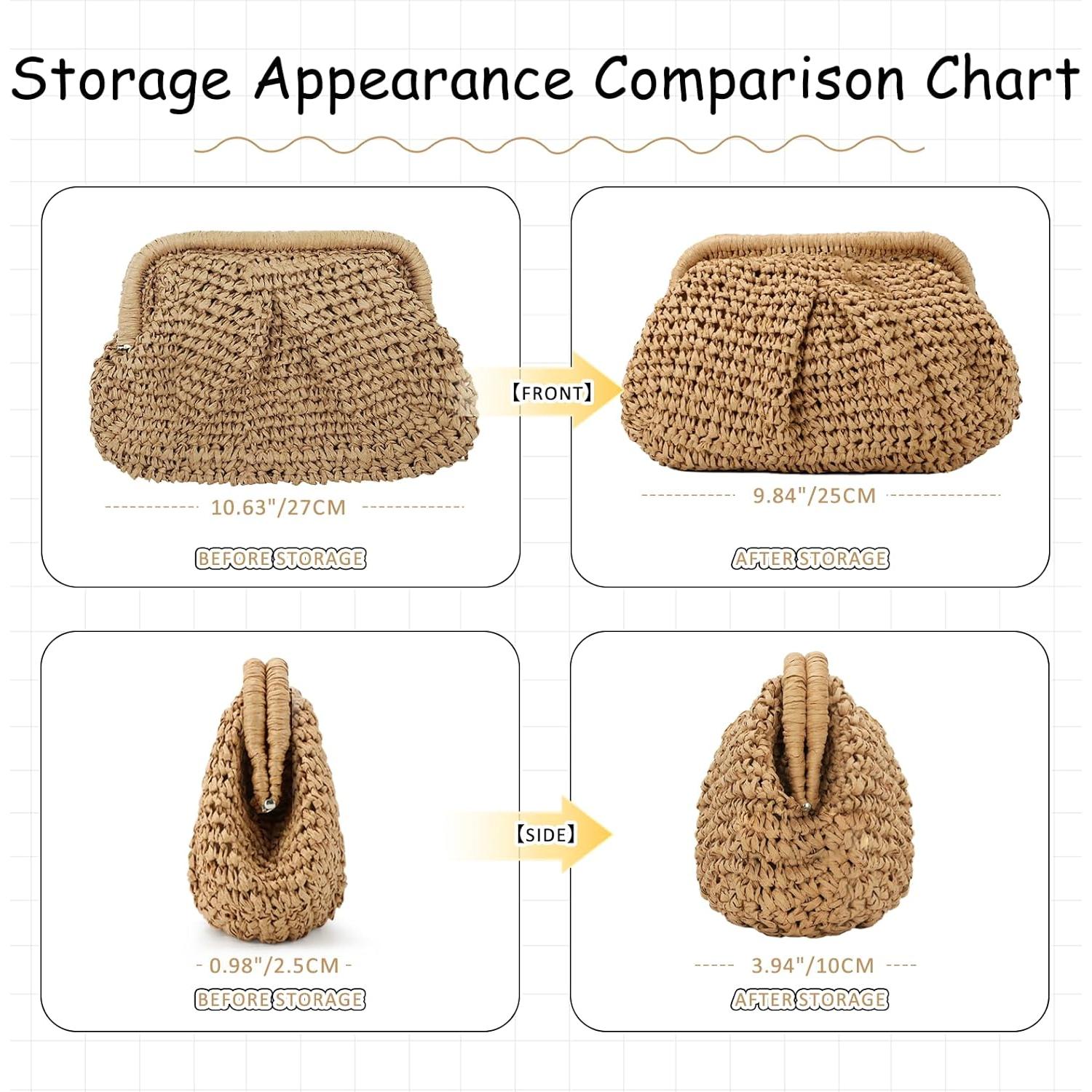 Bolso de paja Emprier para mujeres, tipo dumpling caqui