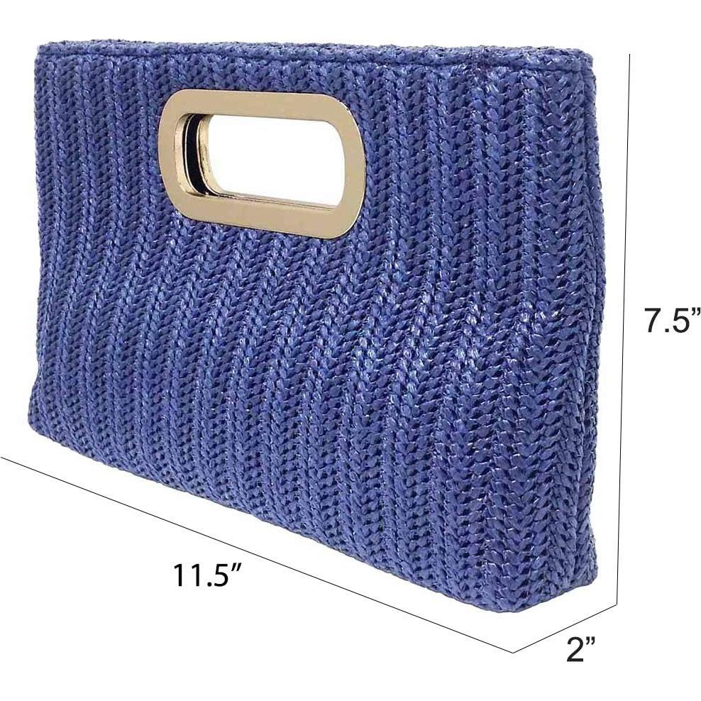 Clutch de Paja Marino con Asa Desmontable y Cadena