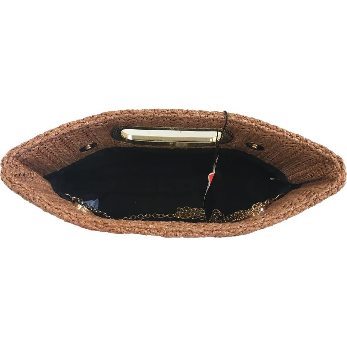 Clutch de Paja Marino con Asa Desmontable y Cadena