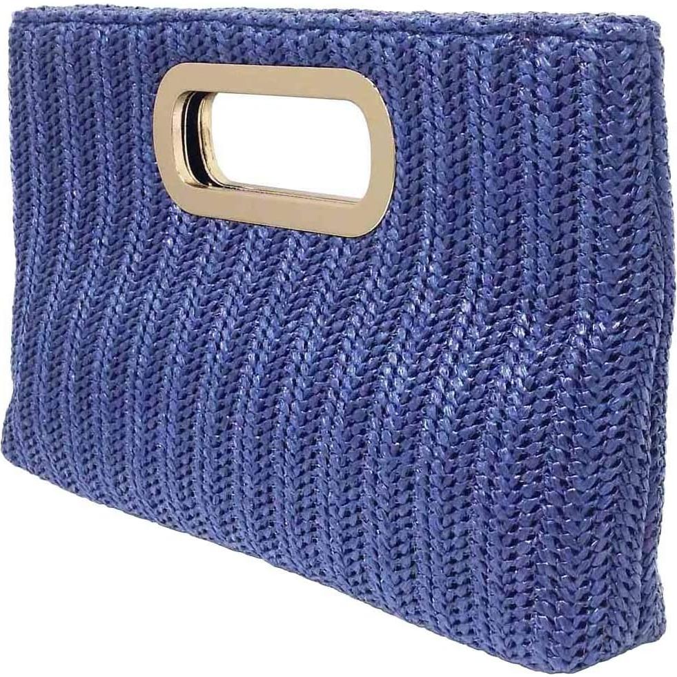 Clutch de Paja Marino con Asa Desmontable y Cadena