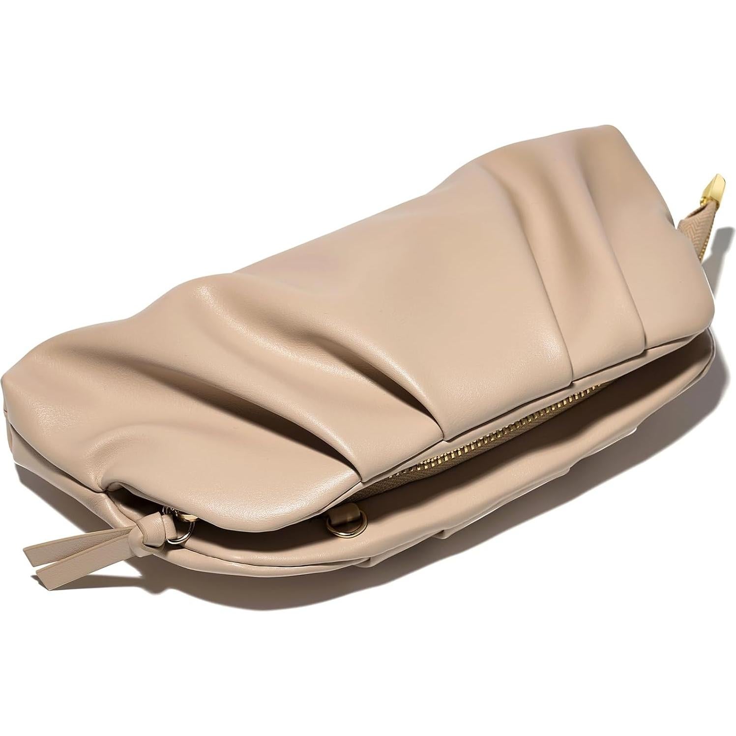 Cartera Clutch de Cuero Vegano SWEETV Beige 27.5x14cm