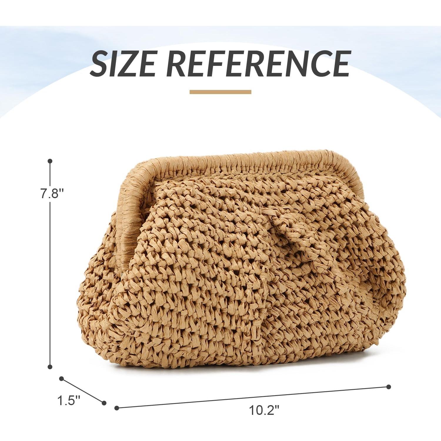 Bolso de mano de paja Freie Liebe caqui 27x20cm