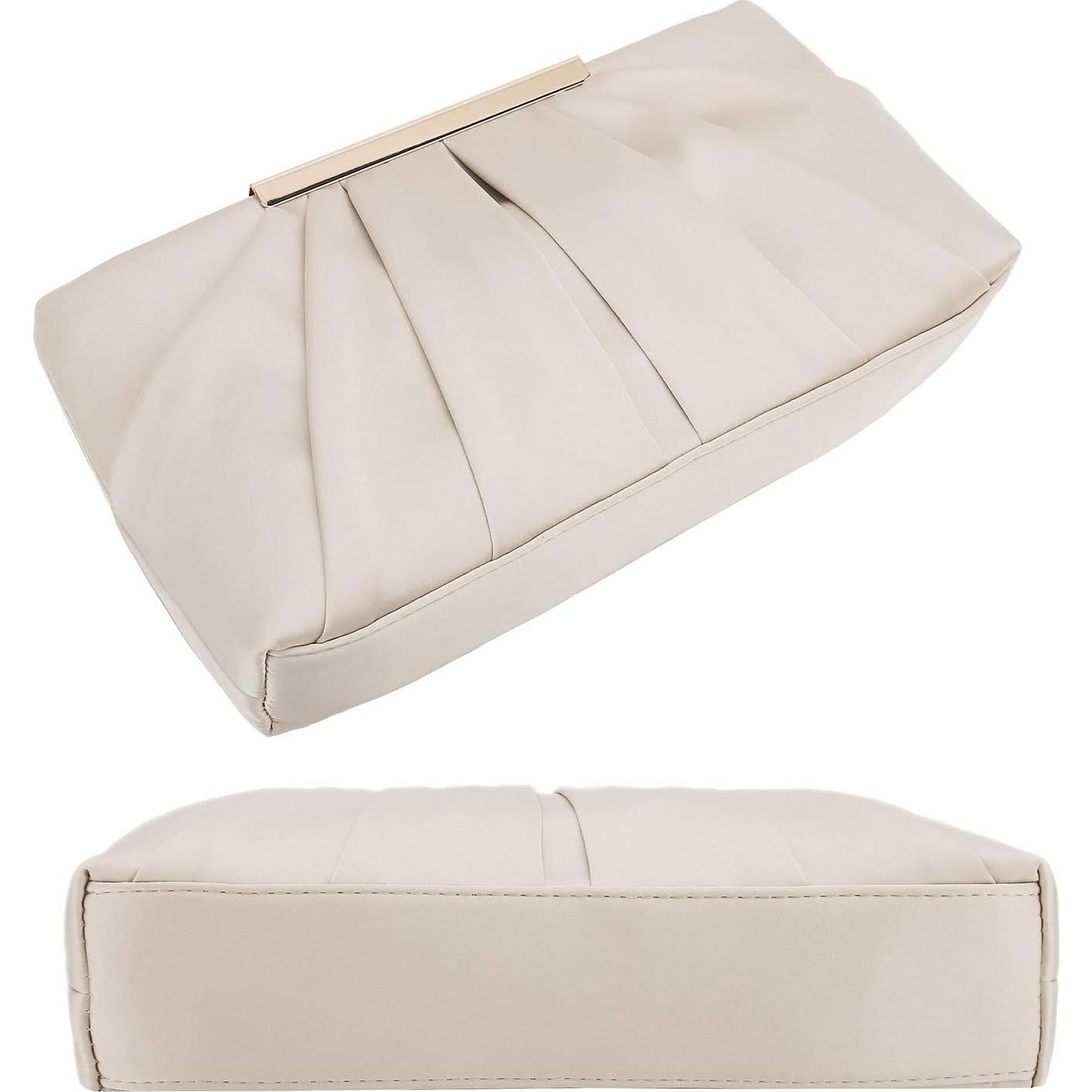 Bolso de Noche Charming Tailor Satén Pliegues Color Champán