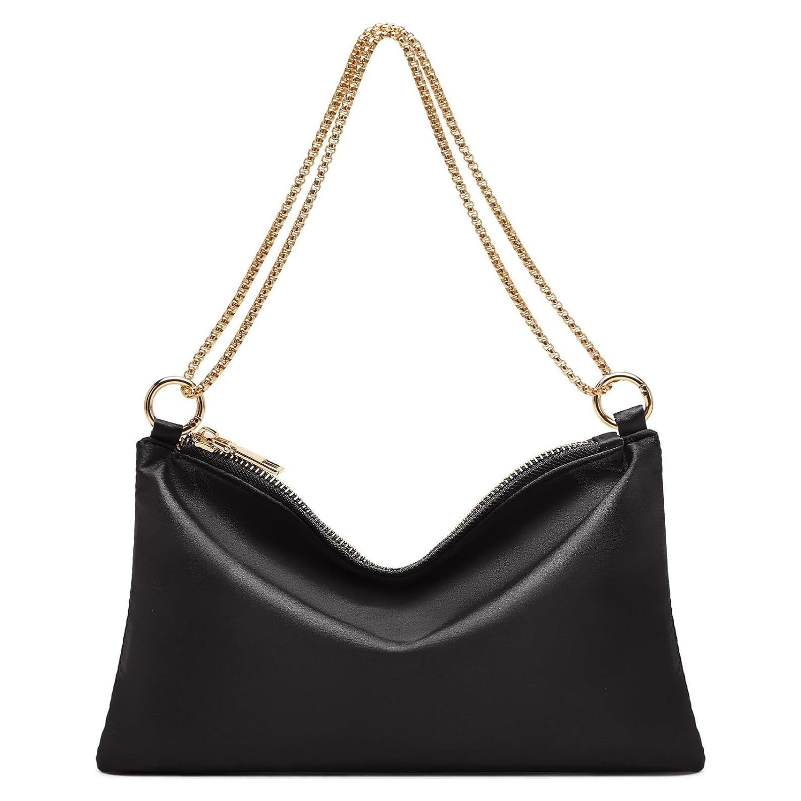 Bolso de Noche para Mujer Oscaurt de Satén Negro 26.7x15cm