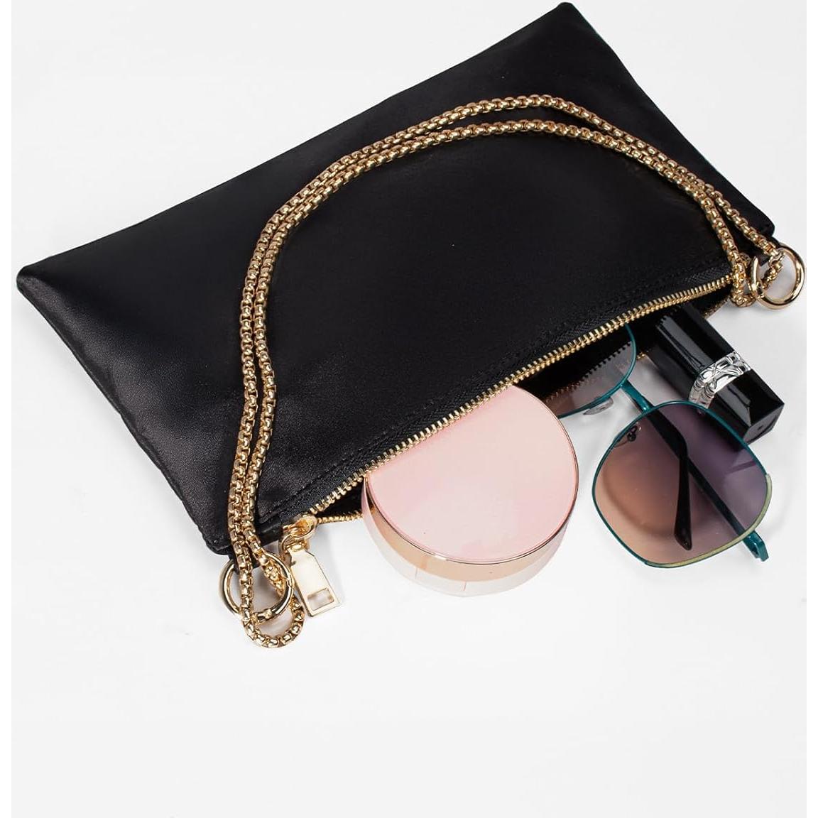 Bolso de Noche para Mujer Oscaurt de Satén Negro 26.7x15cm