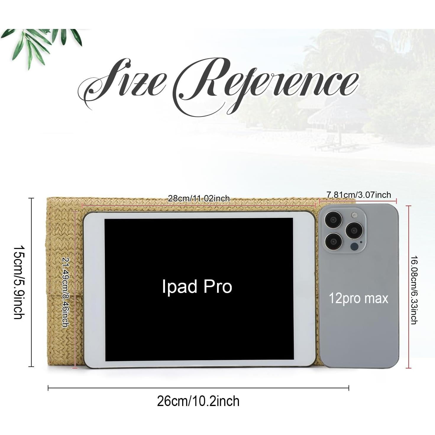 Bolso de mano de paja natural Freie Liebe 25.9x15cm Caqui