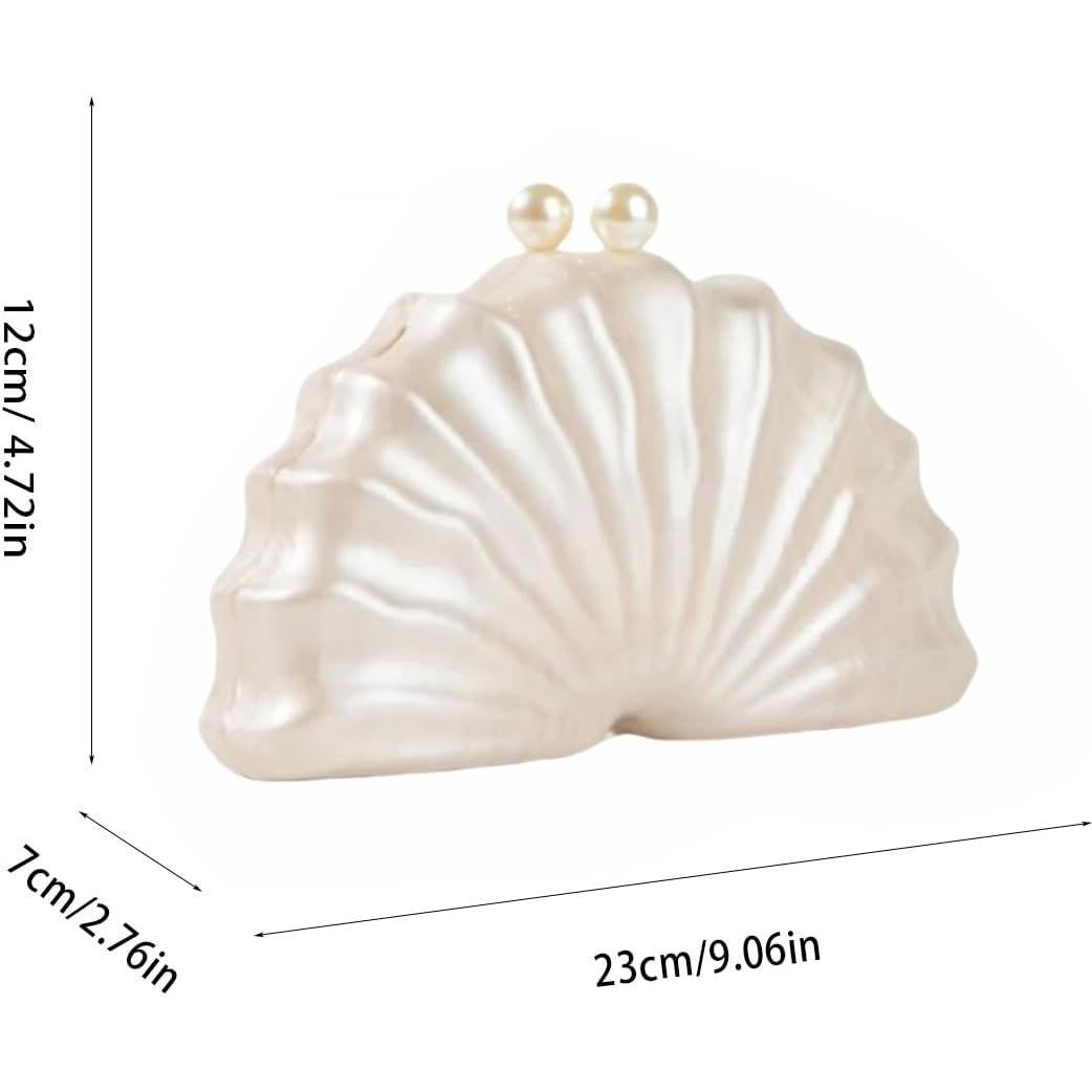 Bolso de mano acrílico concha blanco perla para mujer 23x12cm