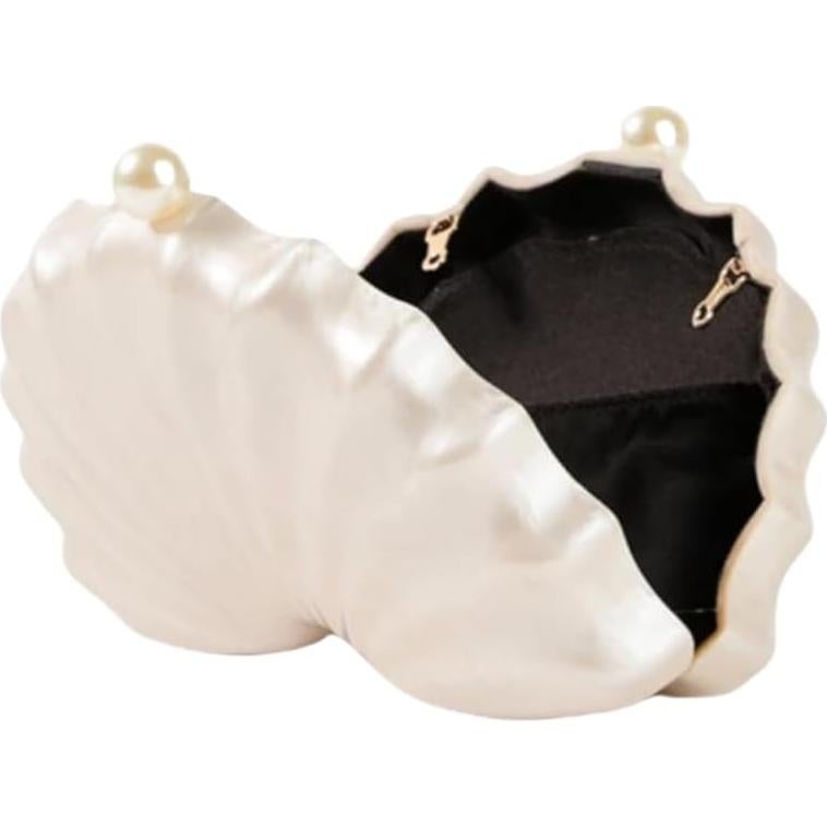 Bolso de mano acrílico concha blanco perla para mujer 23x12cm