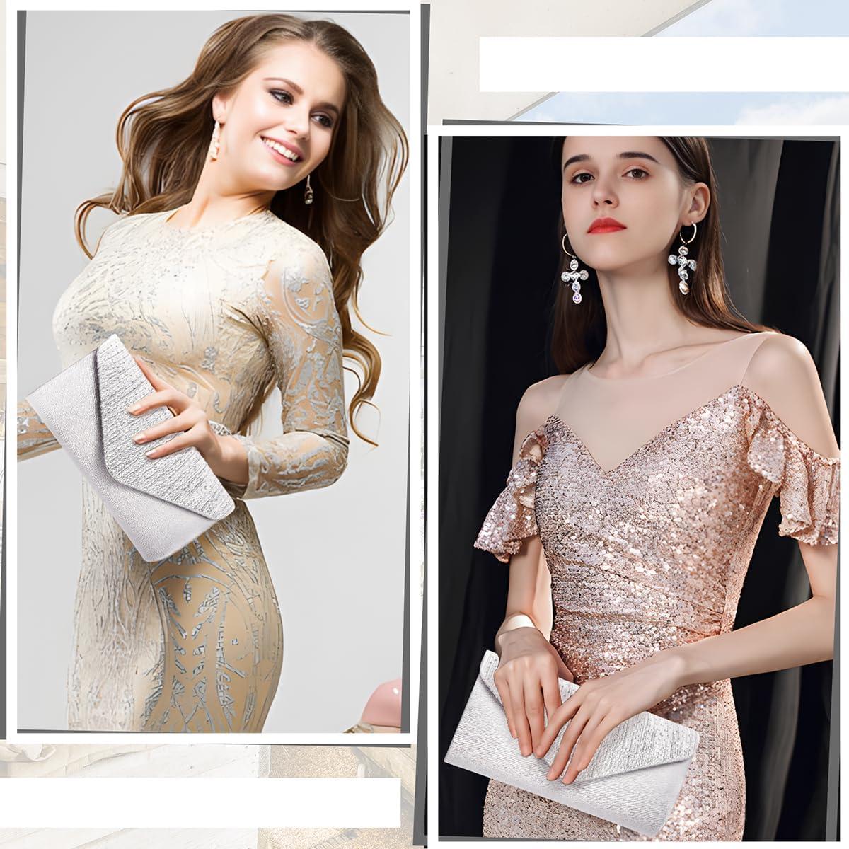 Cartera de Mano BBjinronjy para Mujeres Plata con Rhinestones