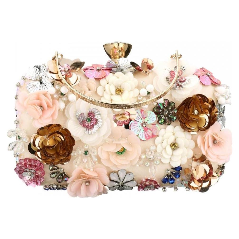 Bolso Clutch Floral con Perlas para Mujeres - Gets - 19.5x14x6 cm