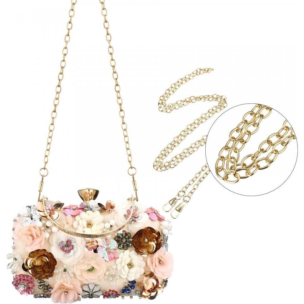 Bolso Clutch Floral con Perlas para Mujeres - Gets - 19.5x14x6 cm