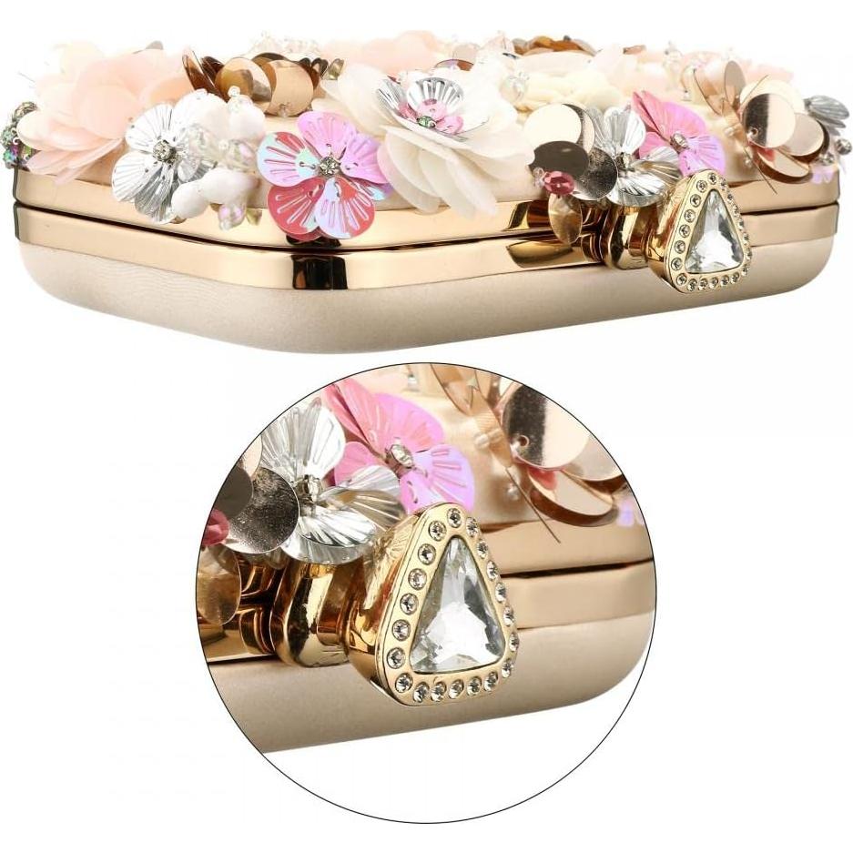 Bolso Clutch Floral con Perlas para Mujeres - Gets - 19.5x14x6 cm
