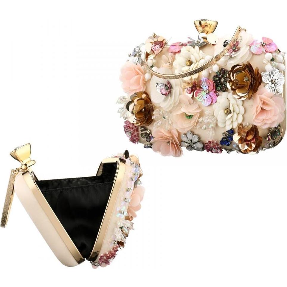 Bolso Clutch Floral con Perlas para Mujeres - Gets - 19.5x14x6 cm