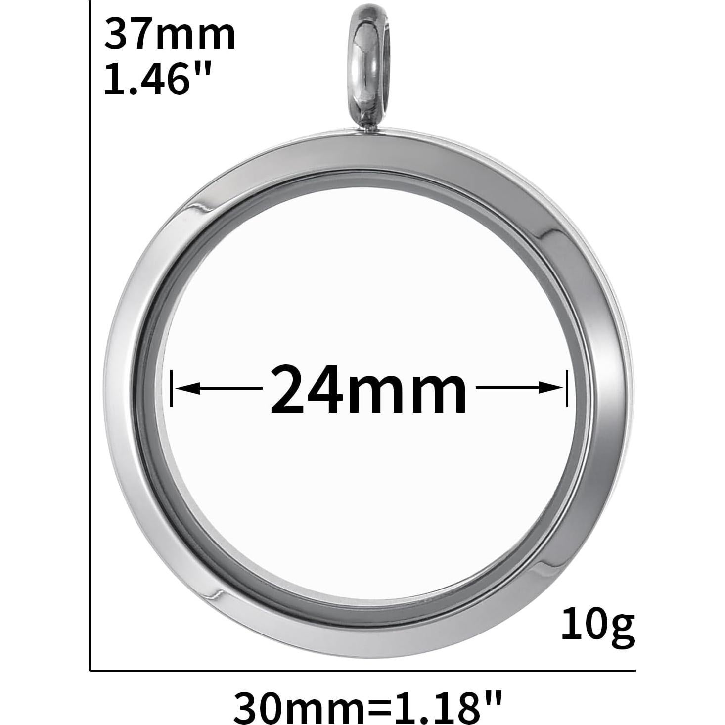 Colgante Locket de Vidrio y Acero Inoxidable FM FM42 30mm