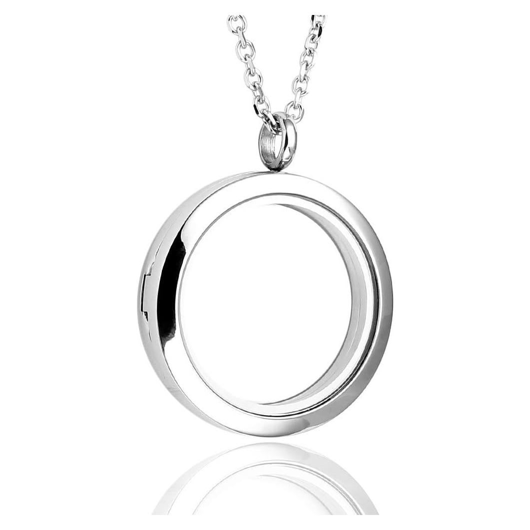 Colgante Locket Redondo Zysta Plata 30mm Acero Inoxidable