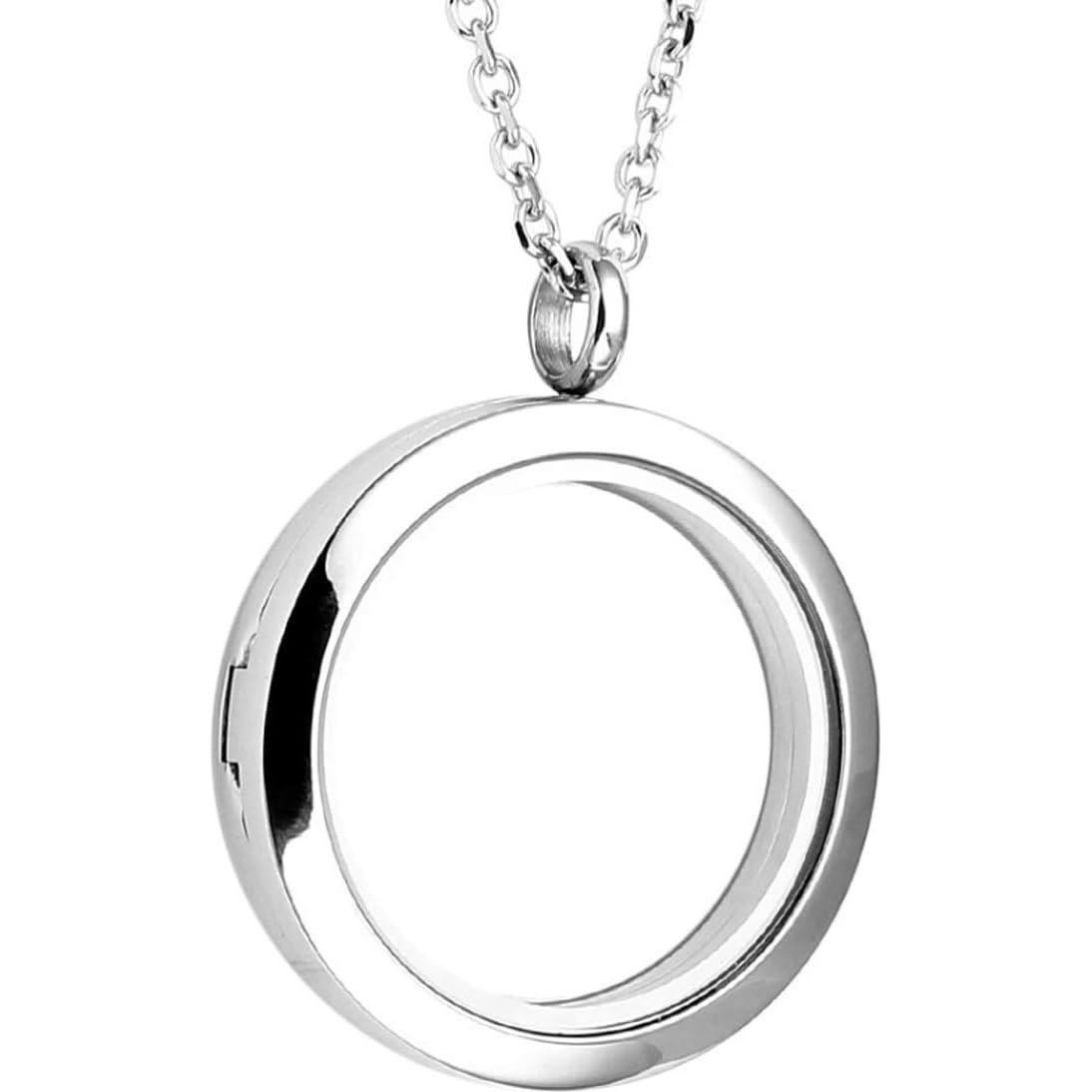 Colgante Locket Redondo Zysta Plata 30mm Acero Inoxidable