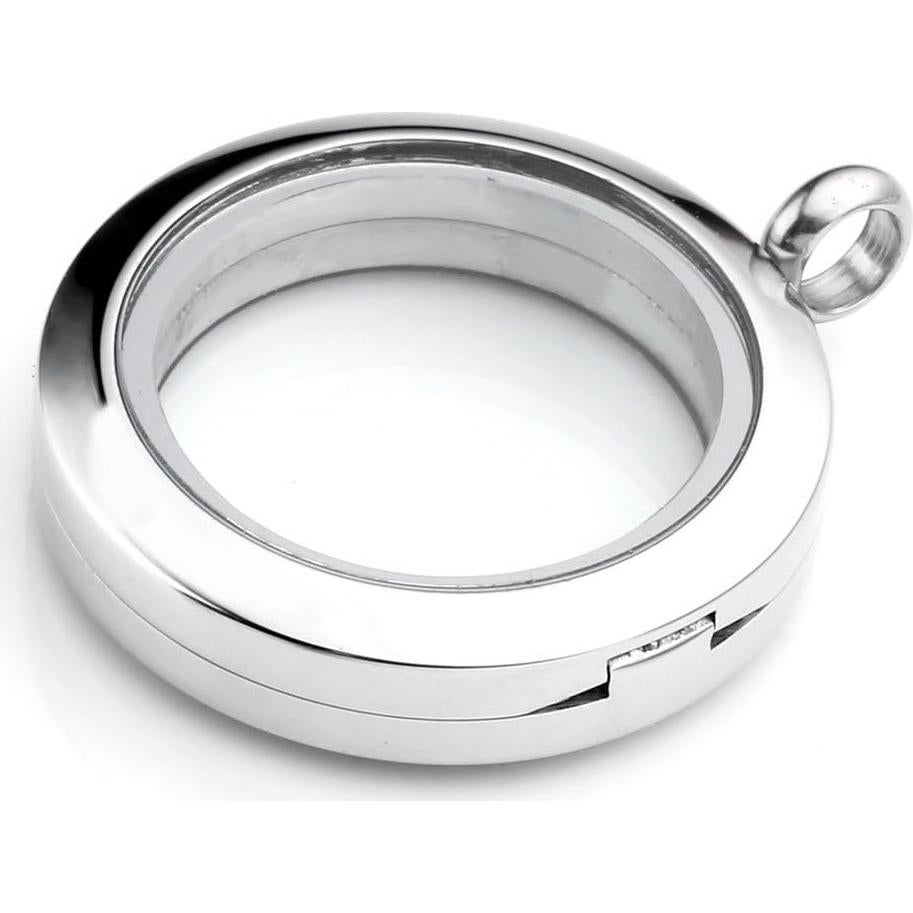 Collar de Locket Flotante de Vidrio 25mm Jovivi - Acero Inoxidable
