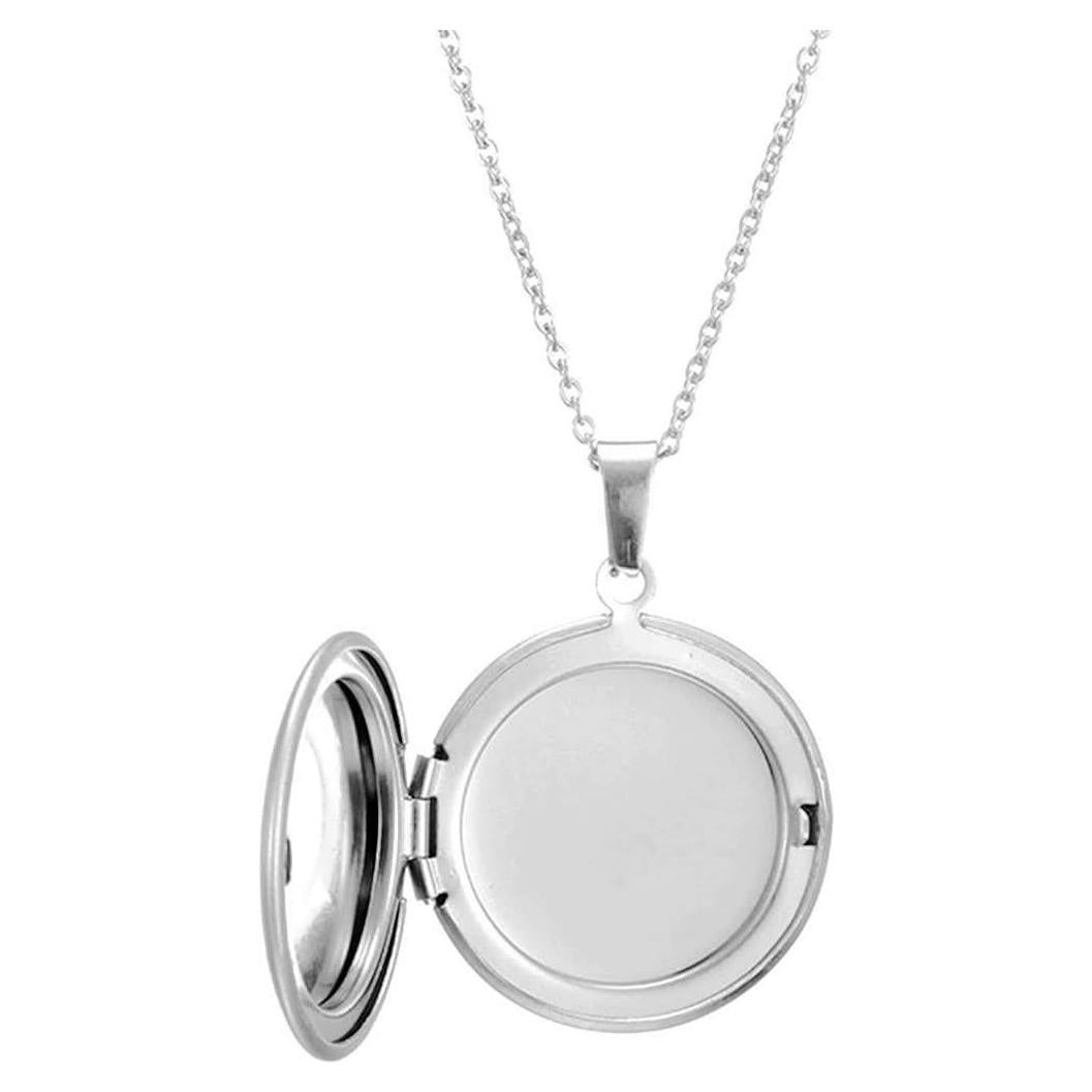 Collar medallón redondo de acero inoxidable Jude Jewelers 45.72 cm