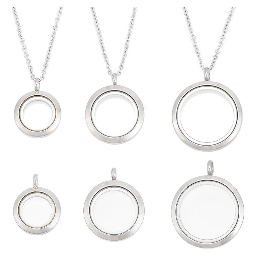 Collar de Charms con Locket Redondo Acero Inoxidable 450mm