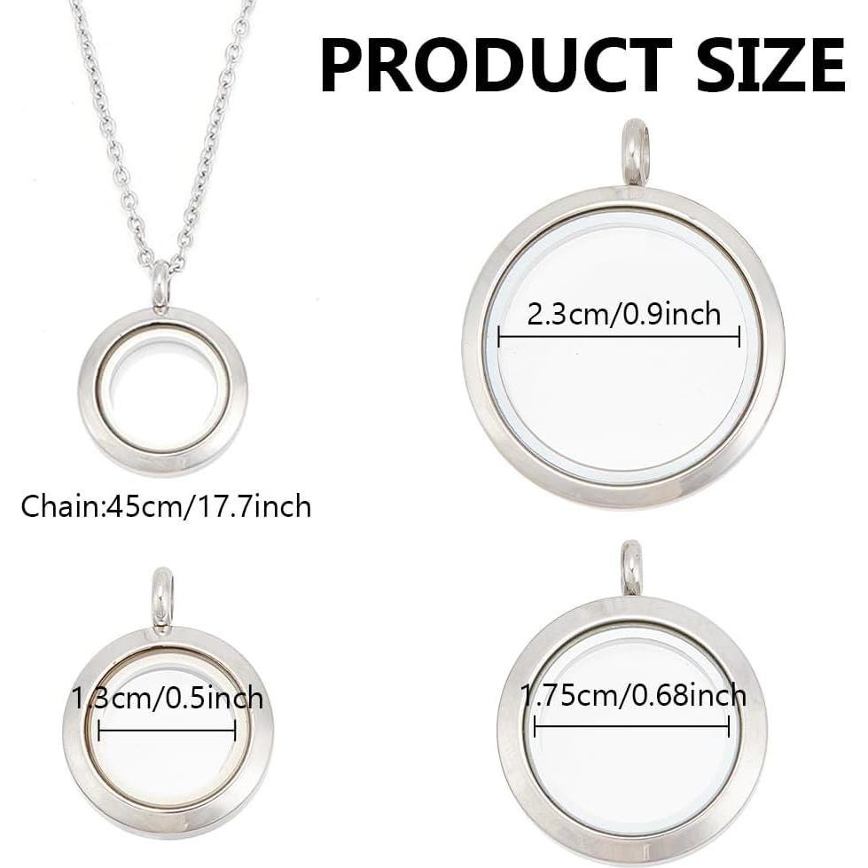 Collar de Charms con Locket Redondo Acero Inoxidable 450mm