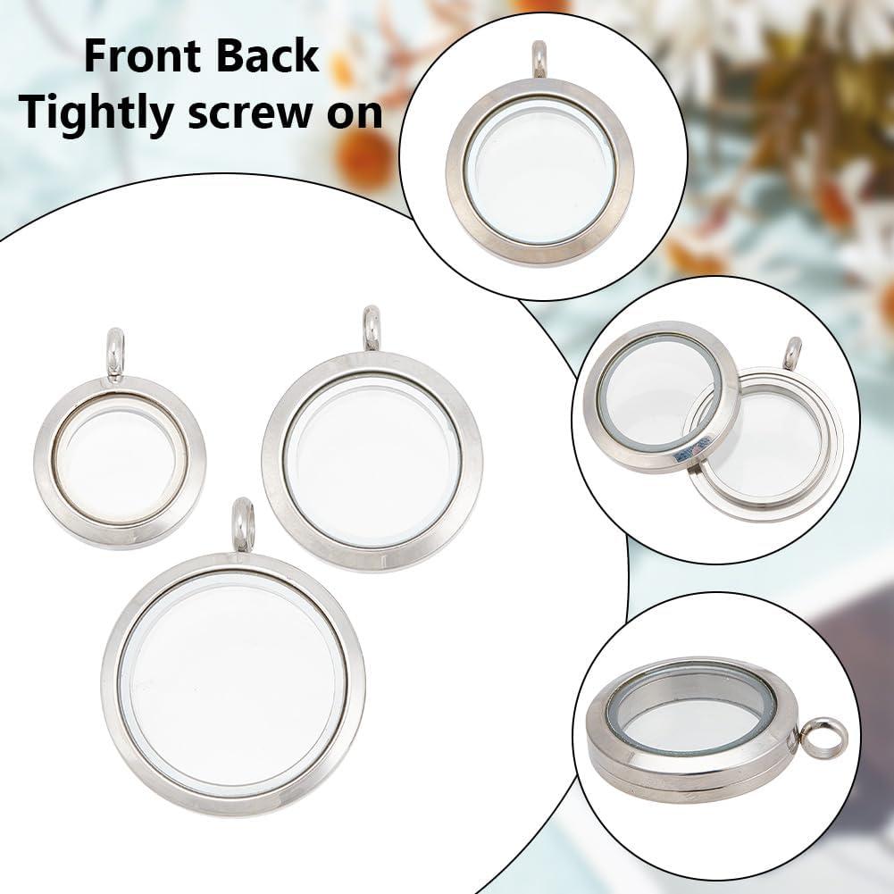 Collar de Charms con Locket Redondo Acero Inoxidable 450mm