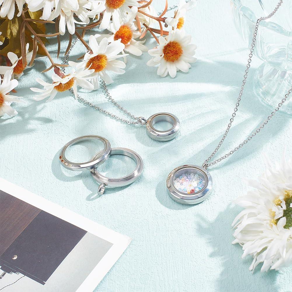 Collar de Charms con Locket Redondo Acero Inoxidable 450mm