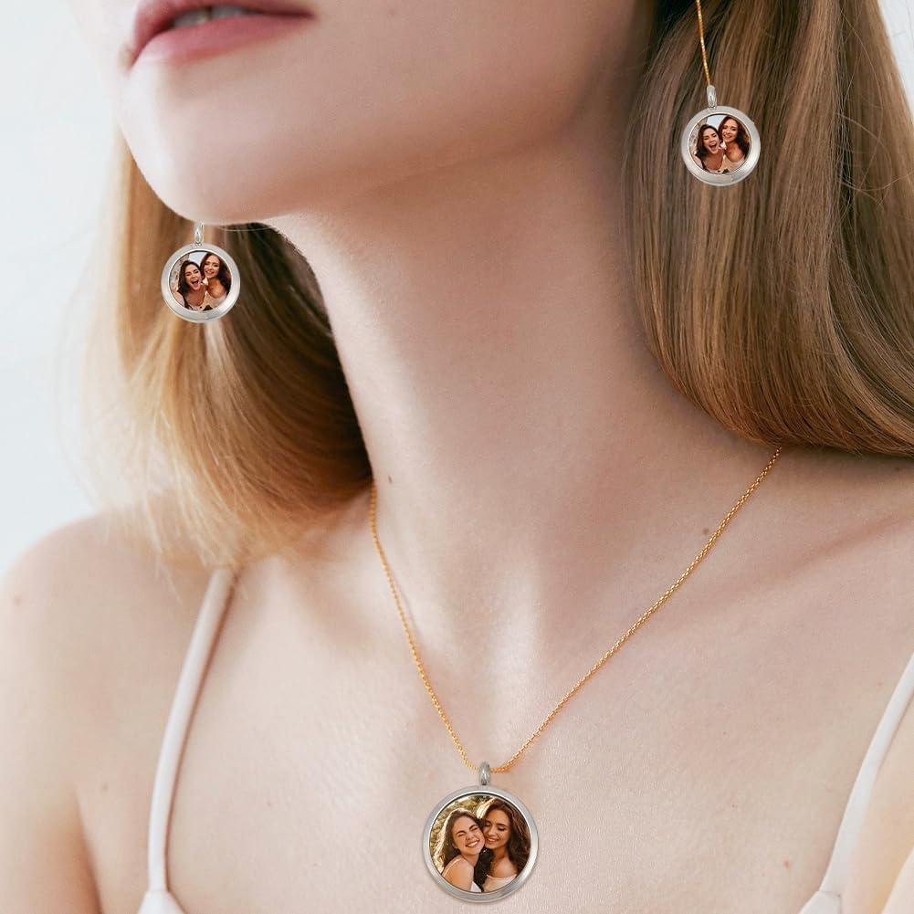 Collar de Charms con Locket Redondo Acero Inoxidable 450mm