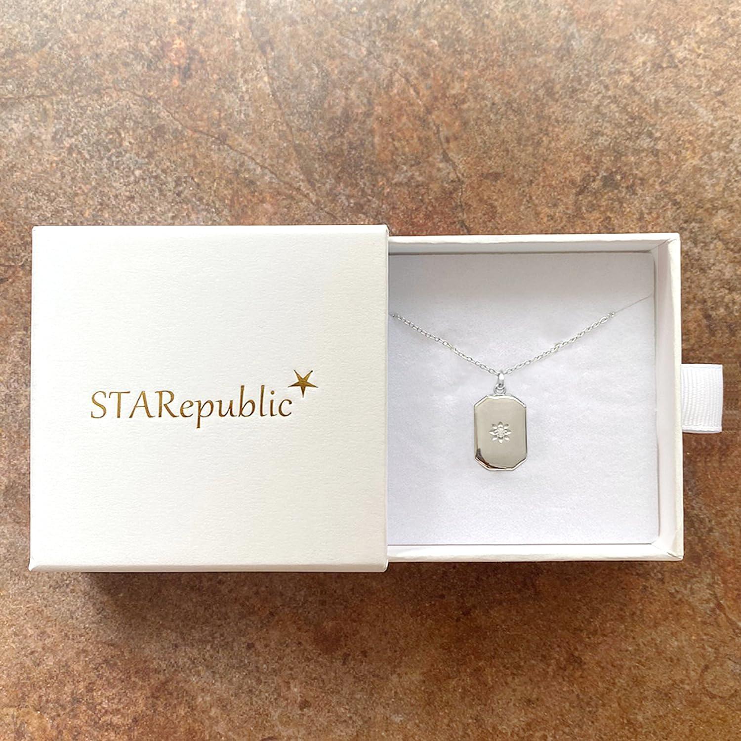 Collar de colgante de foto rectangular de plata 925 y oro 14K