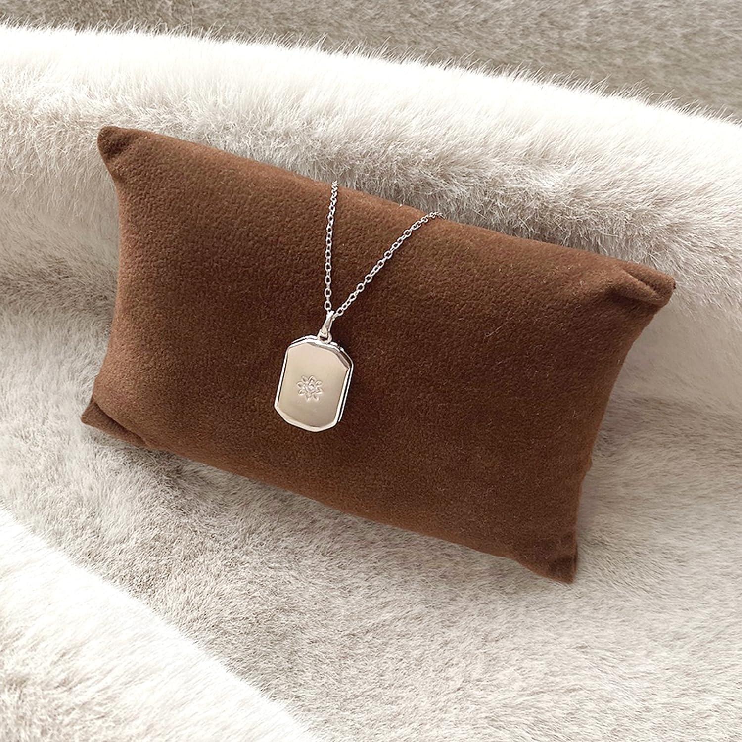 Collar de colgante de foto rectangular de plata 925 y oro 14K